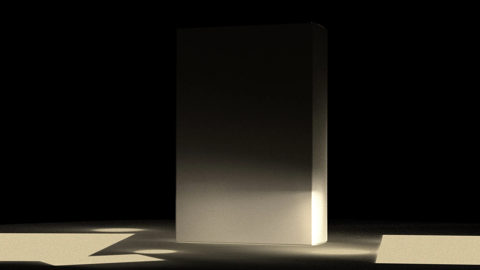 Shadow-support render showing a neutral box, surface, and directional contact shading.