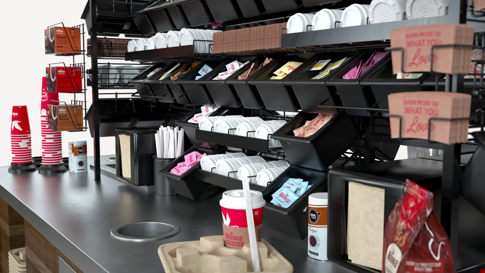Finished Wawa Coffee Island fixture, view 2